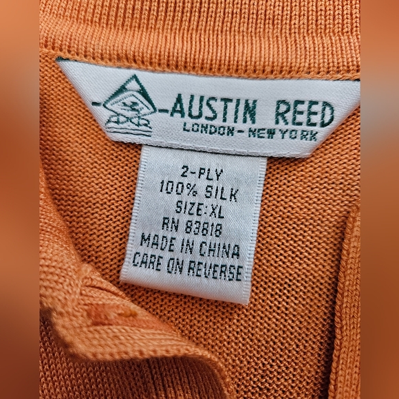 Vintage - Silk Austin Reed 2 Ply Orange Polo Jersey - Size XL - NWOT +1 Free - Picture 3 of 15